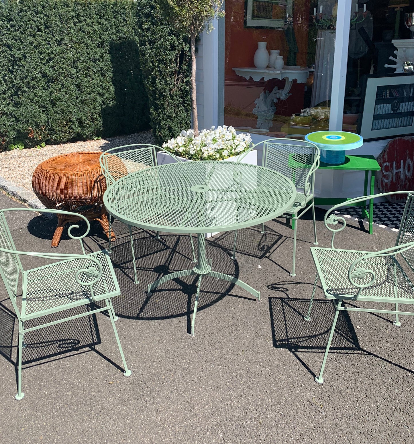 1960’s Outdoor Table + 4 Arm Chairs