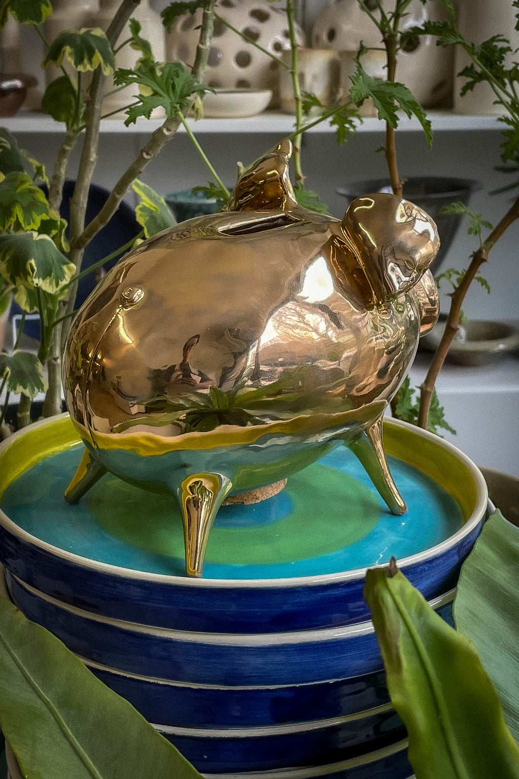 George Washington Piggy Bank - Gold Luster