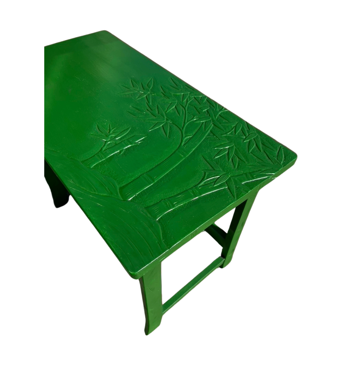 Pair of Green Bamboo Carved Side Table