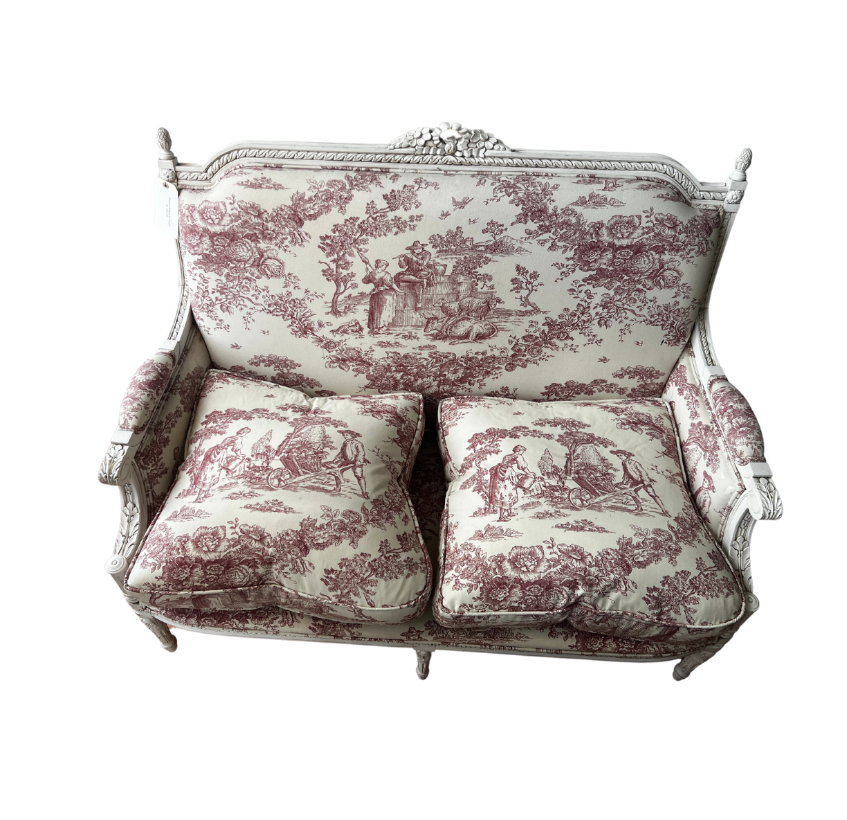 French Settee in Toile Fabric