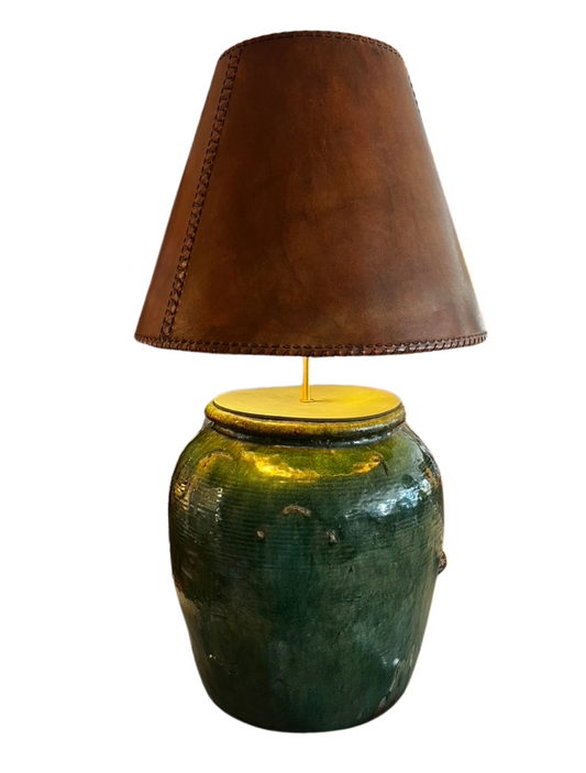 Pair of Oversized Jade Green Table Lamps