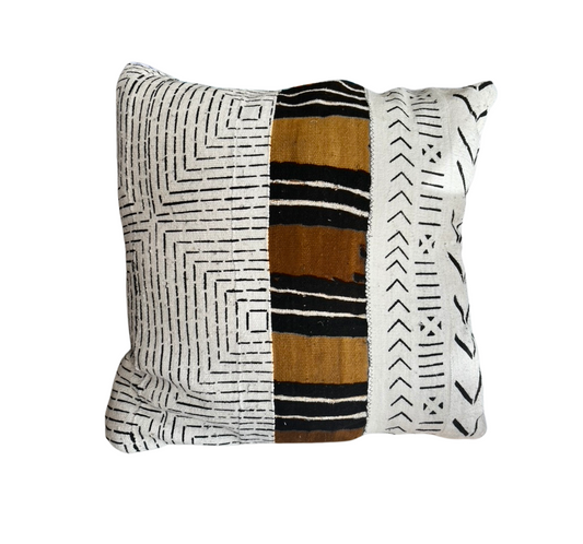 Mudcloth Pillow w/ Single Stripe