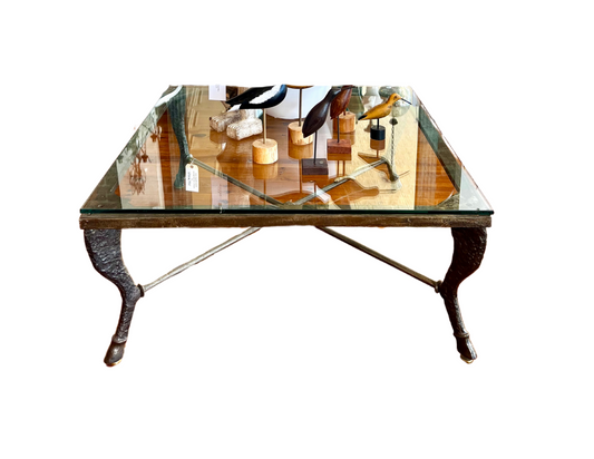 Square Glass Top Goat Leg Coffee Table