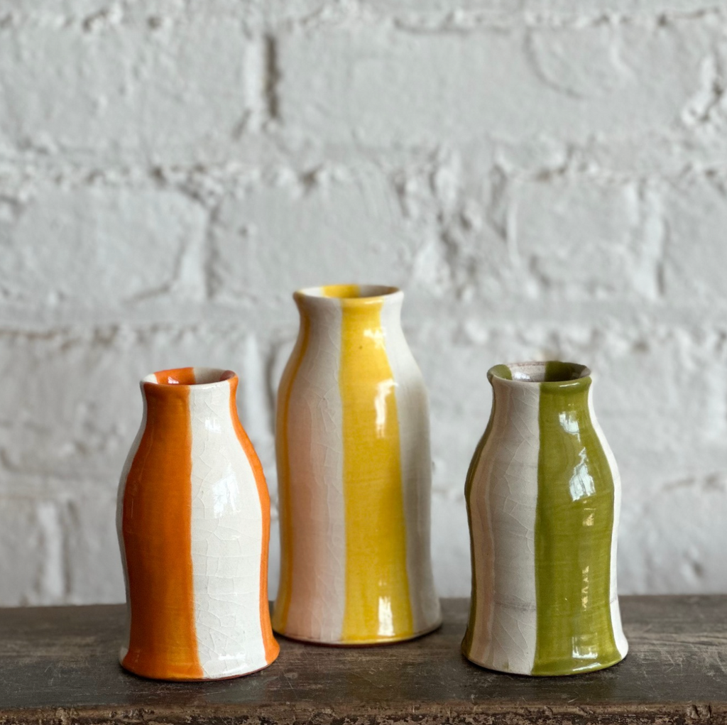 JULIE TERESTMAN STRIPED BOTTLE VASE