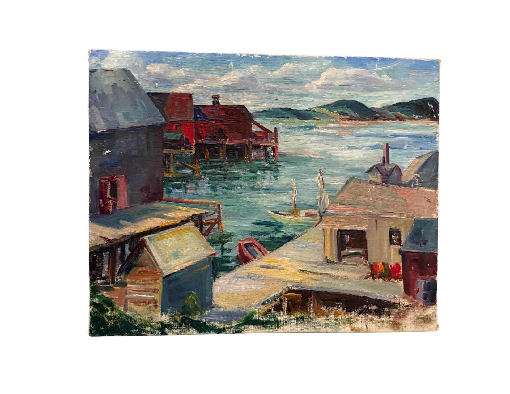 PAINTING OF HARBOR SCENE